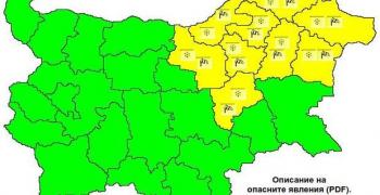 Жълт код за силен вятър и снеговалеж е обявен за 9 области