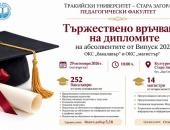266 абсолвенти на Педагогическия факултет на Тракийския университет получават дипломите си