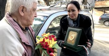 Кметът на Стара Загора Живко Тодоров с поздрав по повод 90-годишния юбилей на Почетния гражданин Кънчо Матев