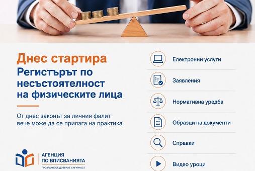 Вече има достъп до Регистър по несъстоятелност на физическите лица
