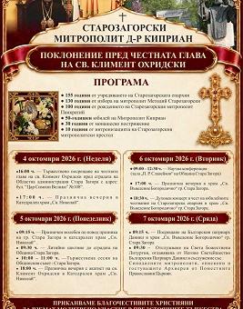В Стара Загора посрещат честната глава на Св. Климент Охридски